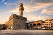 Platz der Signoria in Florenz bei Sonnenuntergang